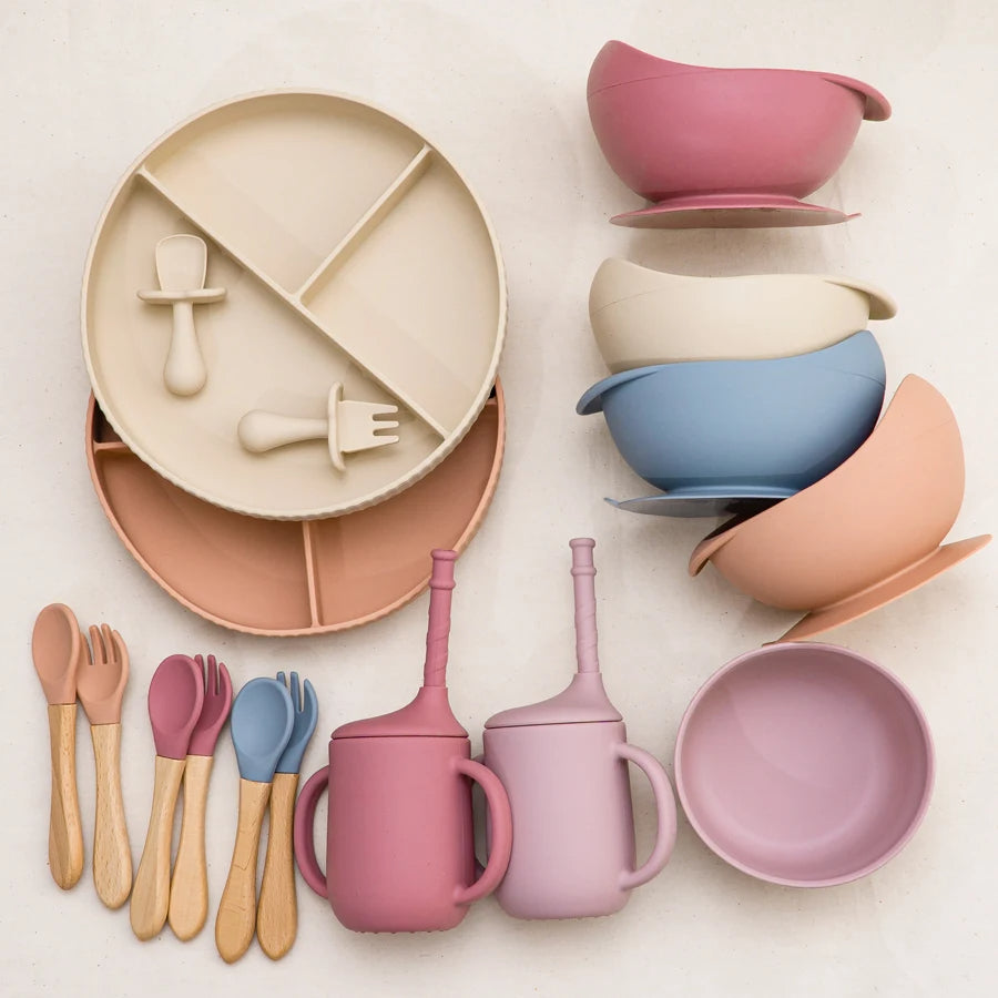 Mivorelle Baby Dinnerware Set — Non-Slip Silicone Plate, Bowl & Cup | BPA free