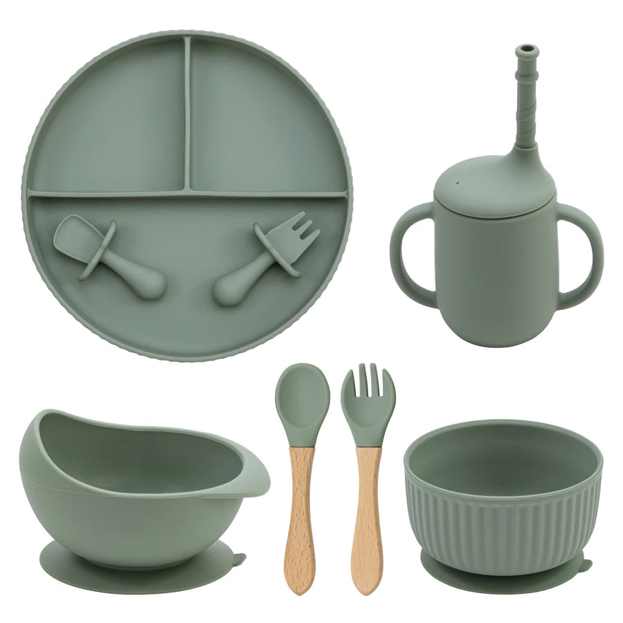 Mivorelle Baby Dinnerware Set — Non-Slip Silicone Plate, Bowl & Cup | BPA free