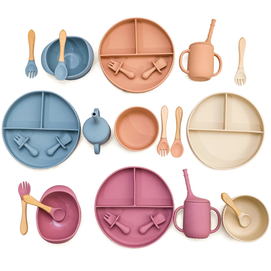 Mivorelle Baby Dinnerware Set — Non-Slip Silicone Plate, Bowl & Cup | BPA free