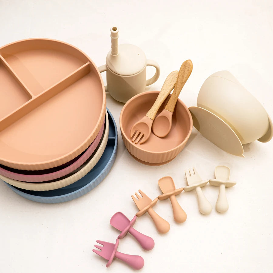 Mivorelle Baby Dinnerware Set — Non-Slip Silicone Plate, Bowl & Cup | BPA free