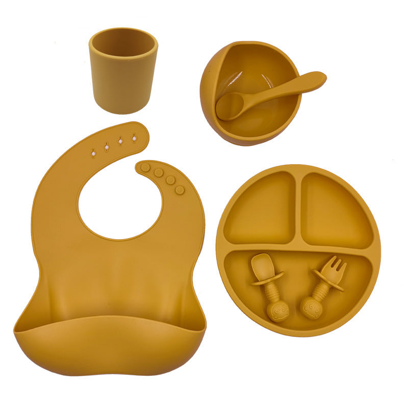 Mivorelle Baby Feeding Set — Silicone Bib, Bowl, Plate & Cutlery