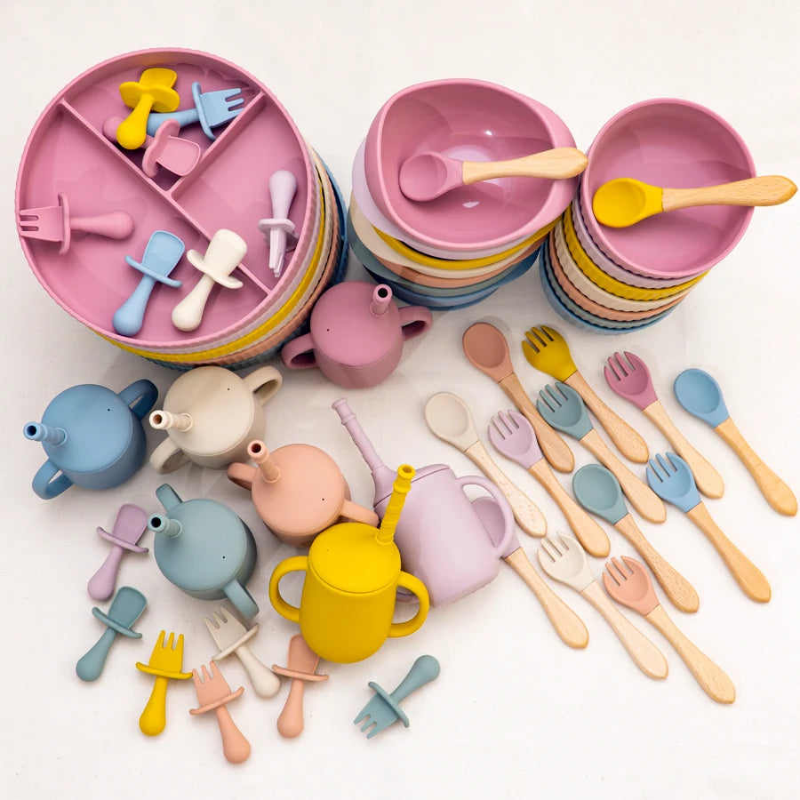 Mivorelle Baby Dinnerware Set — Non-Slip Silicone Plate, Bowl & Cup | BPA free